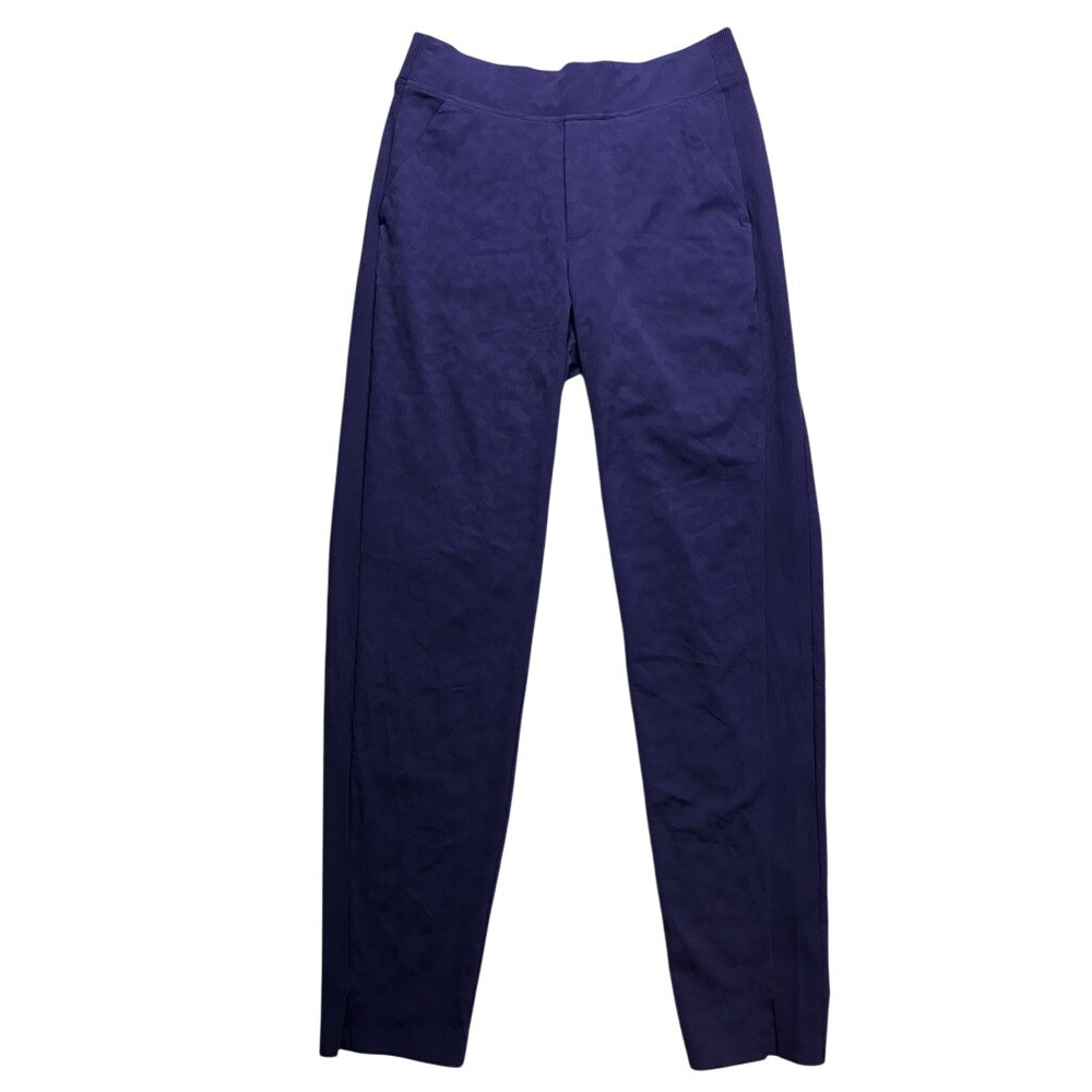Athleta Brooklyn Textured Ankle Pant Women 4T Purple Camo Jacquard Athleisure
